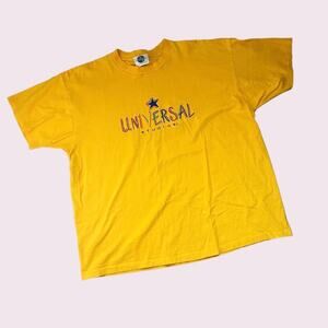 Vintage 90s Universal Studios single stitched embroidered yellow tshirt XL